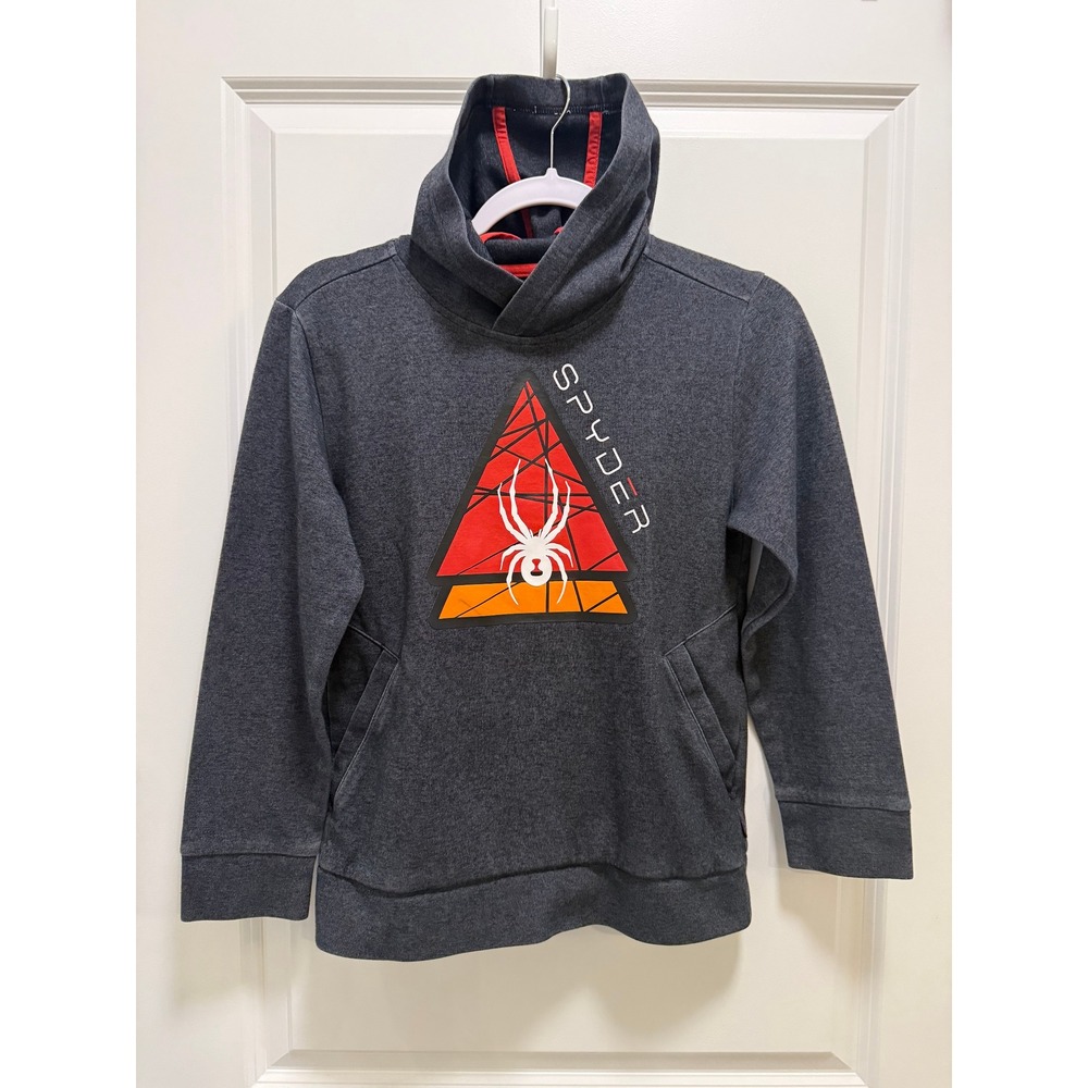 Spyder Boys Gray Graphic Pullover Hoodie Sweatshirt Size M 10/12